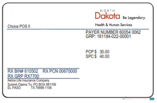 Download North Dakota health insurance card Photoshop template